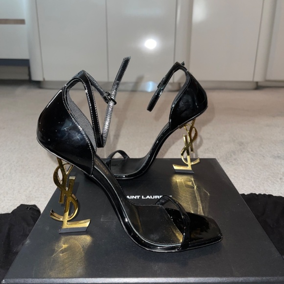 SAINT LAURENT Opyum embellished patent-leather sandals - Picture 2 of 6